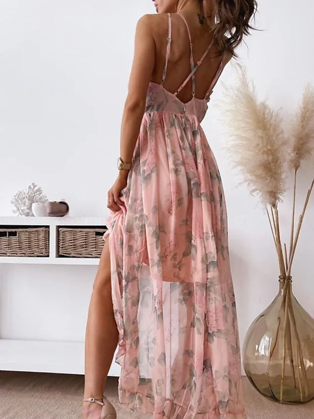 Casual Dress Swing Dress Slip Dress Mini Dress Pink Dusty Rose Gray Sleeveless Floral Plus High Low Spring Summer Spaghetti Strap Vacation  S M L XL for Women