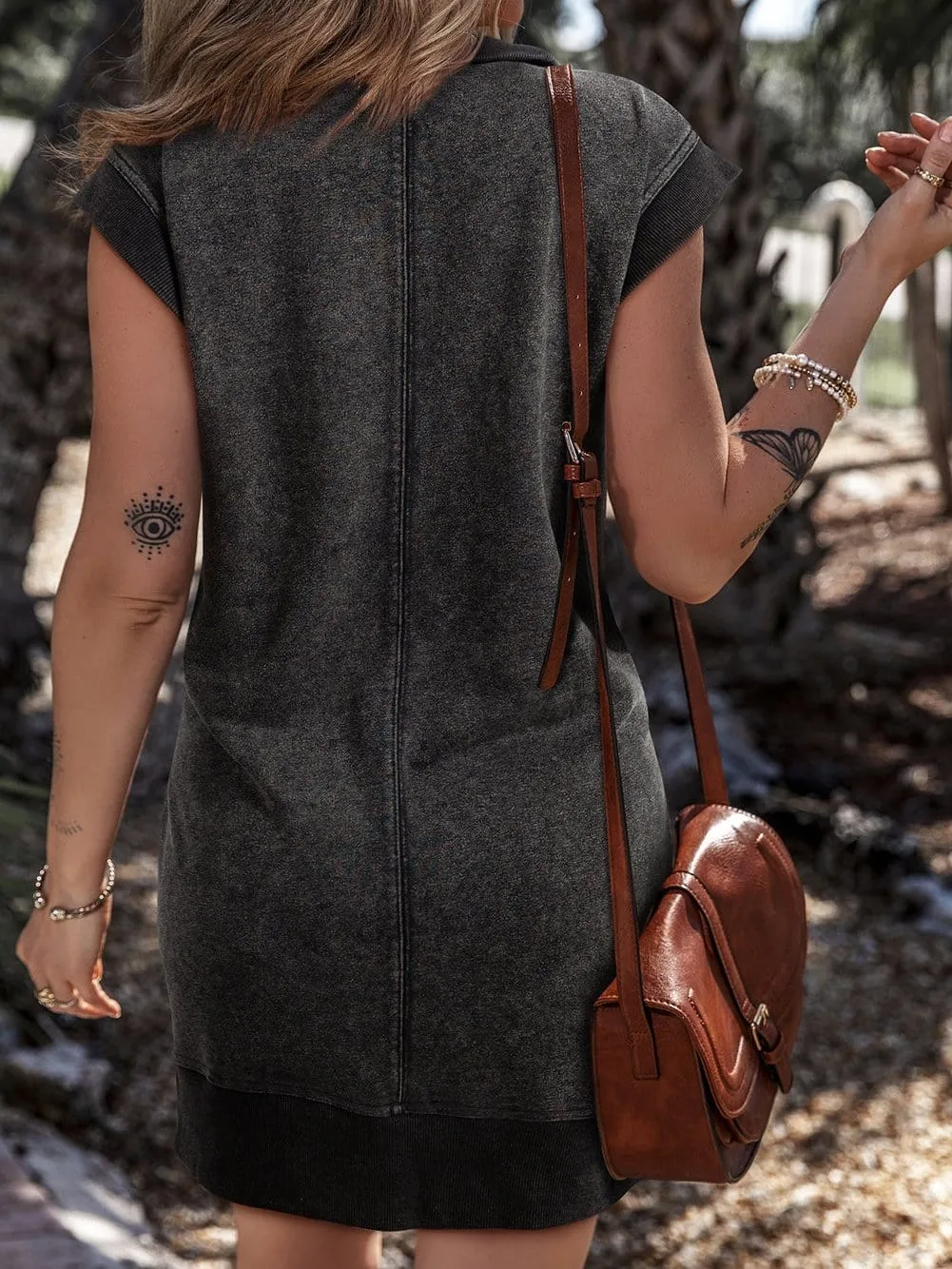 Casual Quarter Zip Sweatshirt Mini Dress