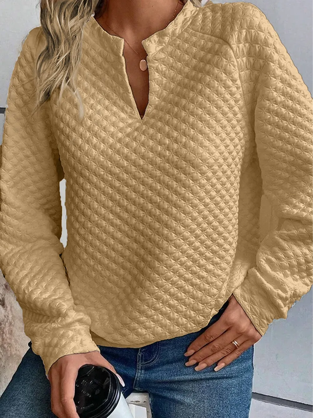 Casual Quilted Sweatshirt