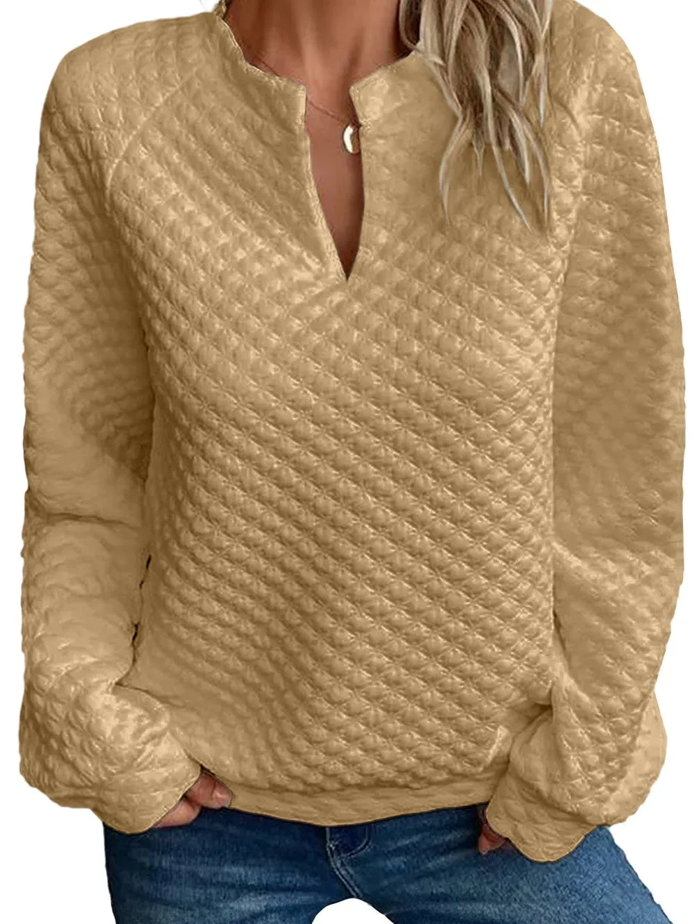 Casual Quilted Sweatshirt