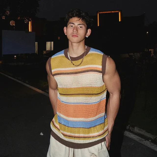 Casual Striped Loose Knitted Tank Top