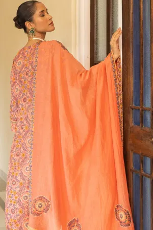 Chanderi Patchwork Dupatta in Peach