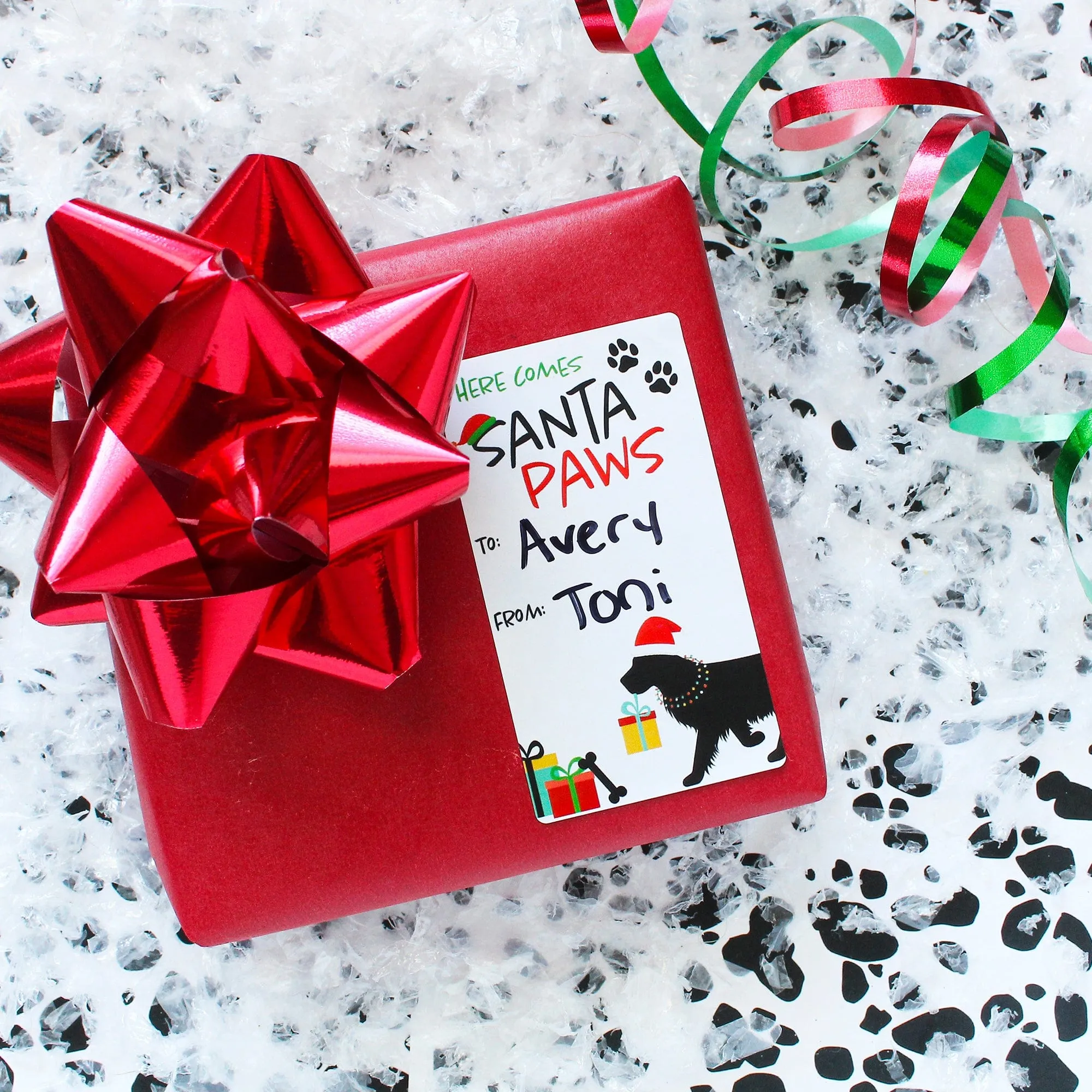 Christmas Gift Tag Stickers: Whimsical  Merry Woofmas Puppy Gift Labels - 75 Stickers