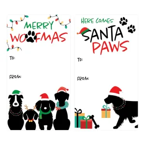 Christmas Gift Tag Stickers: Whimsical  Merry Woofmas Puppy Gift Labels - 75 Stickers