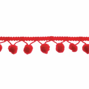 Christmas Pom Pom Trim - Red