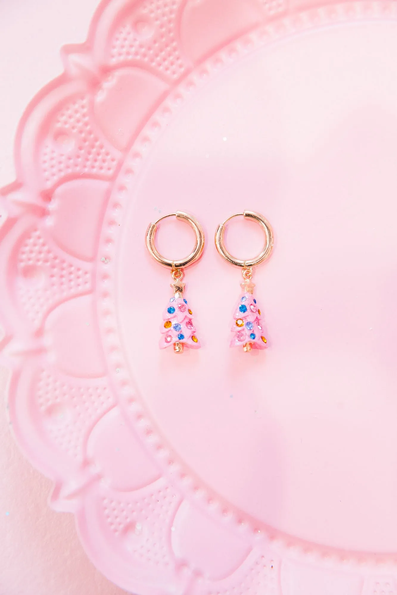 CHRISTMAS TREE PINK EARRINGS