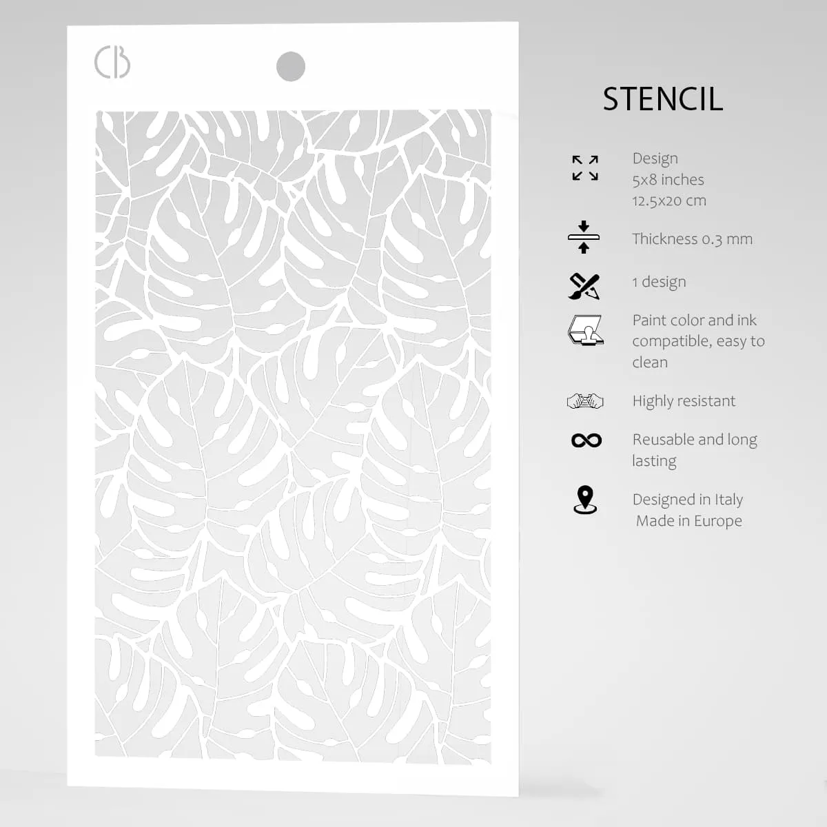 Ciao Bella Texture Stencil 5"x8" Tropical Leaves