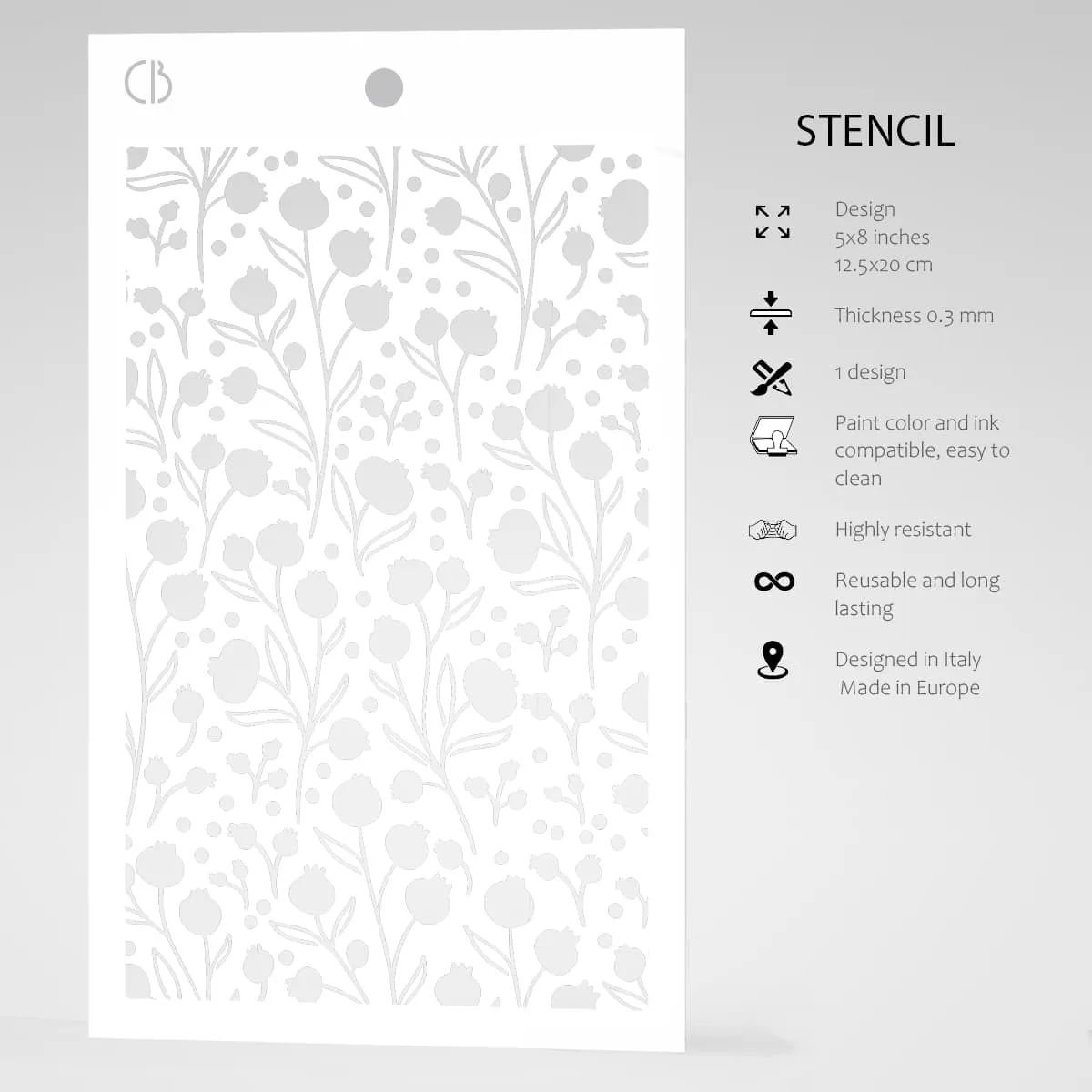 Ciao Bella Texture Stencil 5"x8" Winter Berries