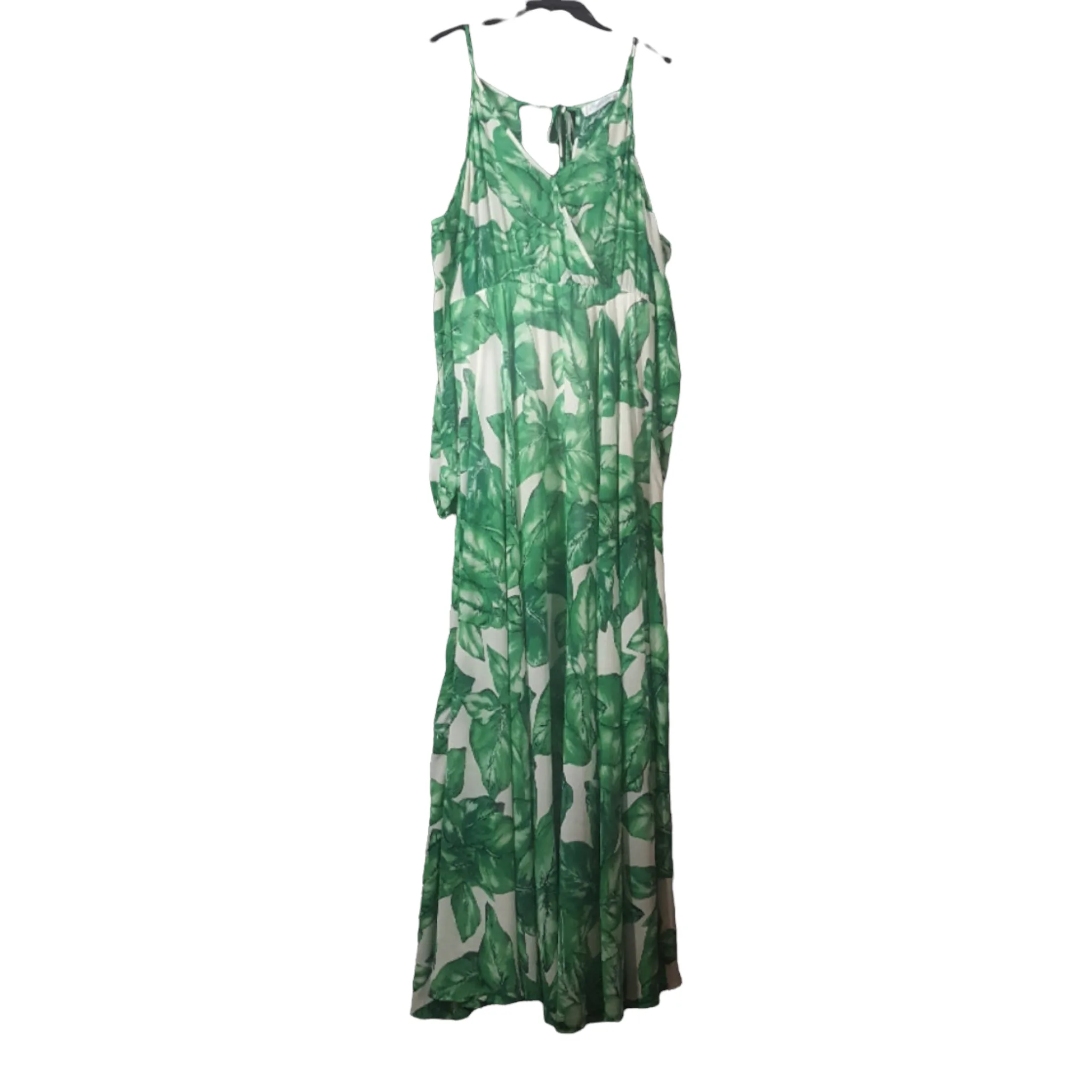 Cindi Bindi Leaf Print Cold Shoulder Maxi Dress size L