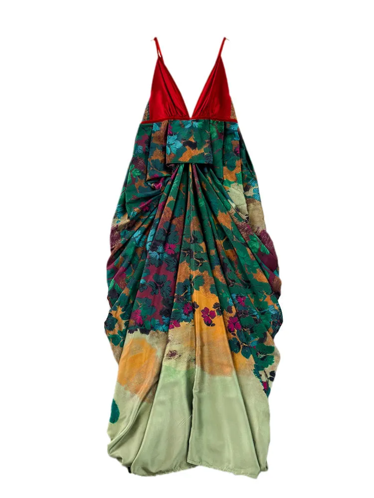 Classical Oriental Floral Slip Dress