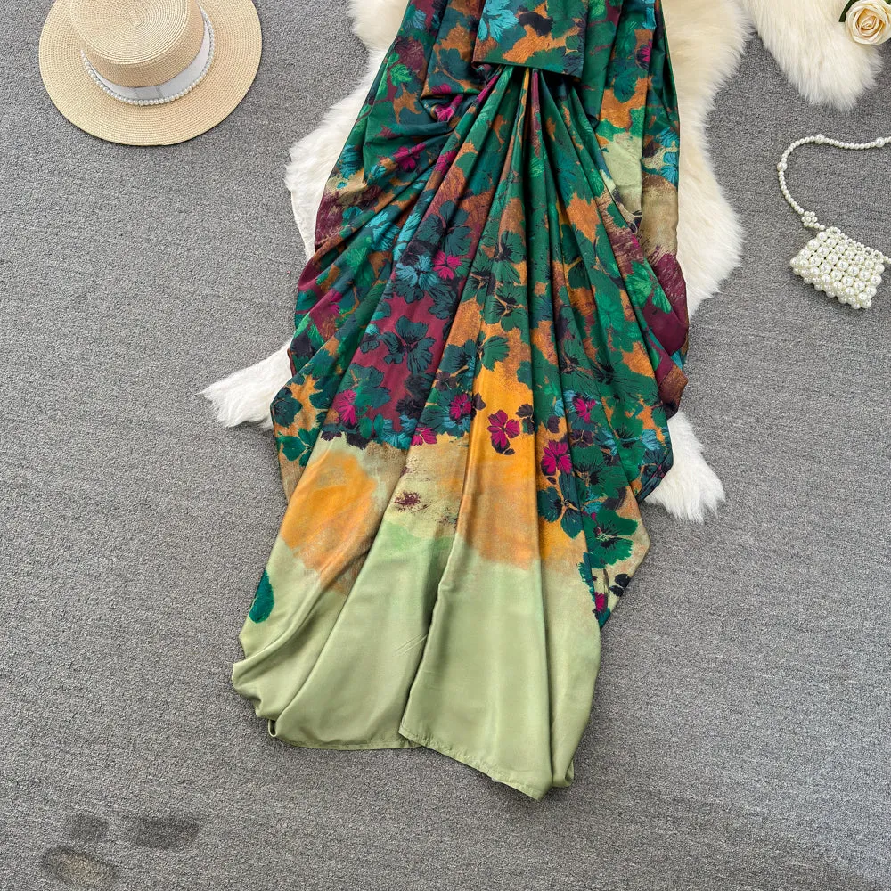 Classical Oriental Floral Slip Dress