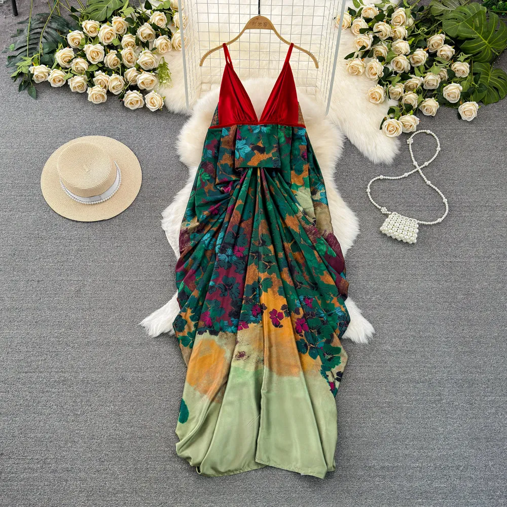Classical Oriental Floral Slip Dress