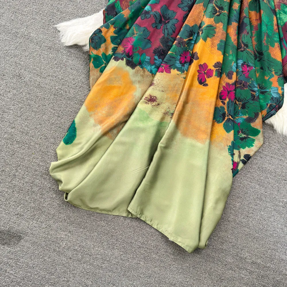 Classical Oriental Floral Slip Dress