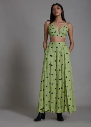 Club Lehenga Set- Green