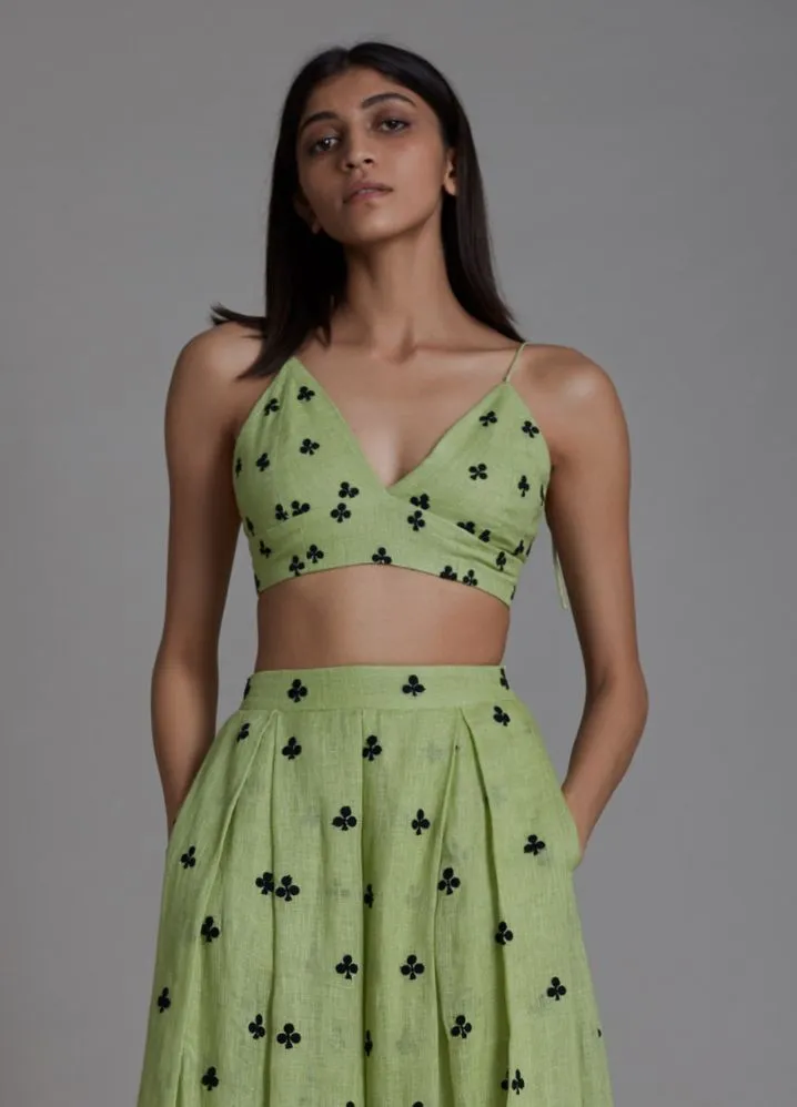 Club Lehenga Set- Green