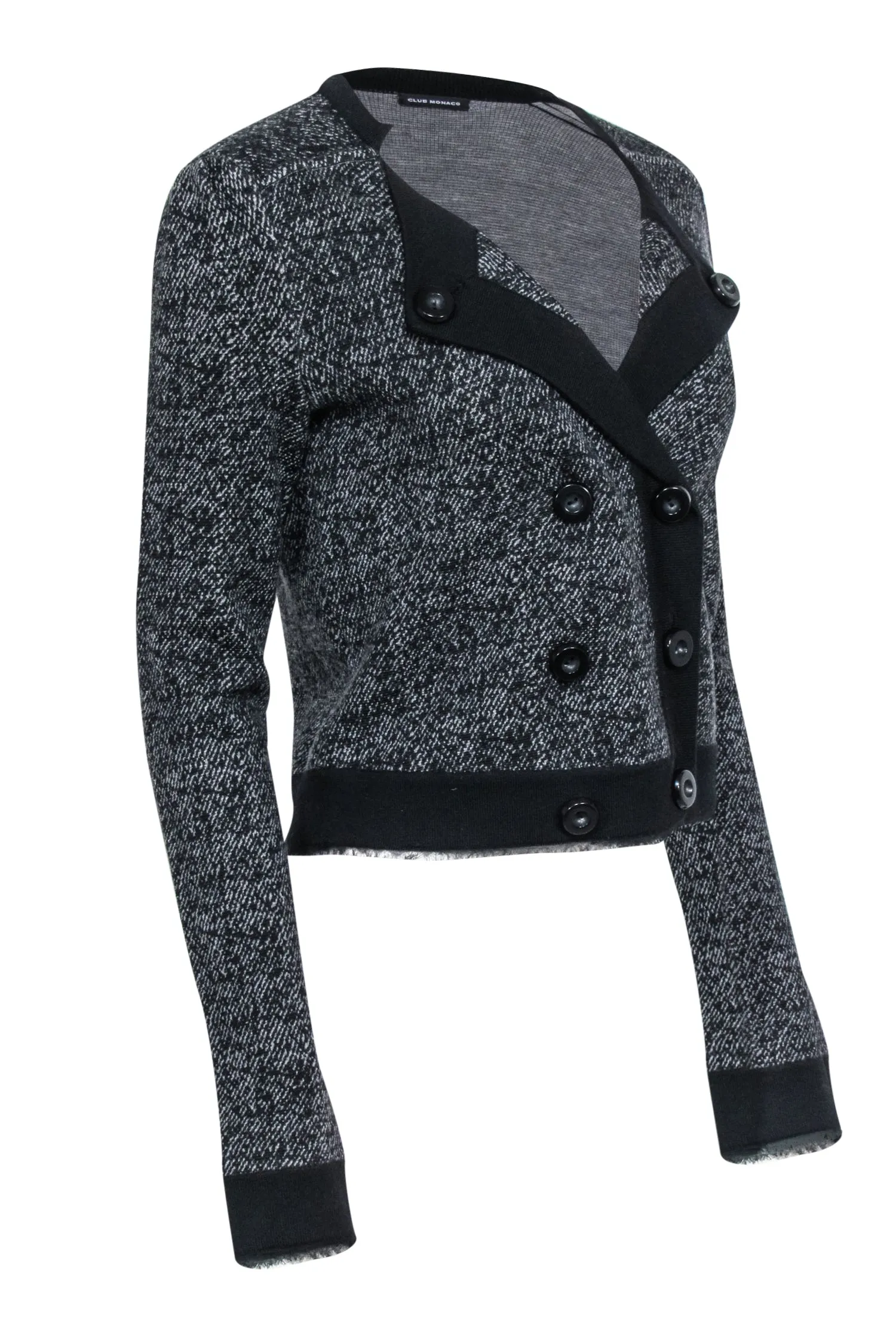 Club Monaco - Black & Grey Blend Double Breasted Button Cardigan Sz M