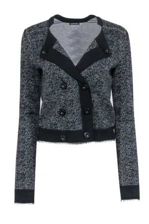 Club Monaco - Black & Grey Blend Double Breasted Button Cardigan Sz M