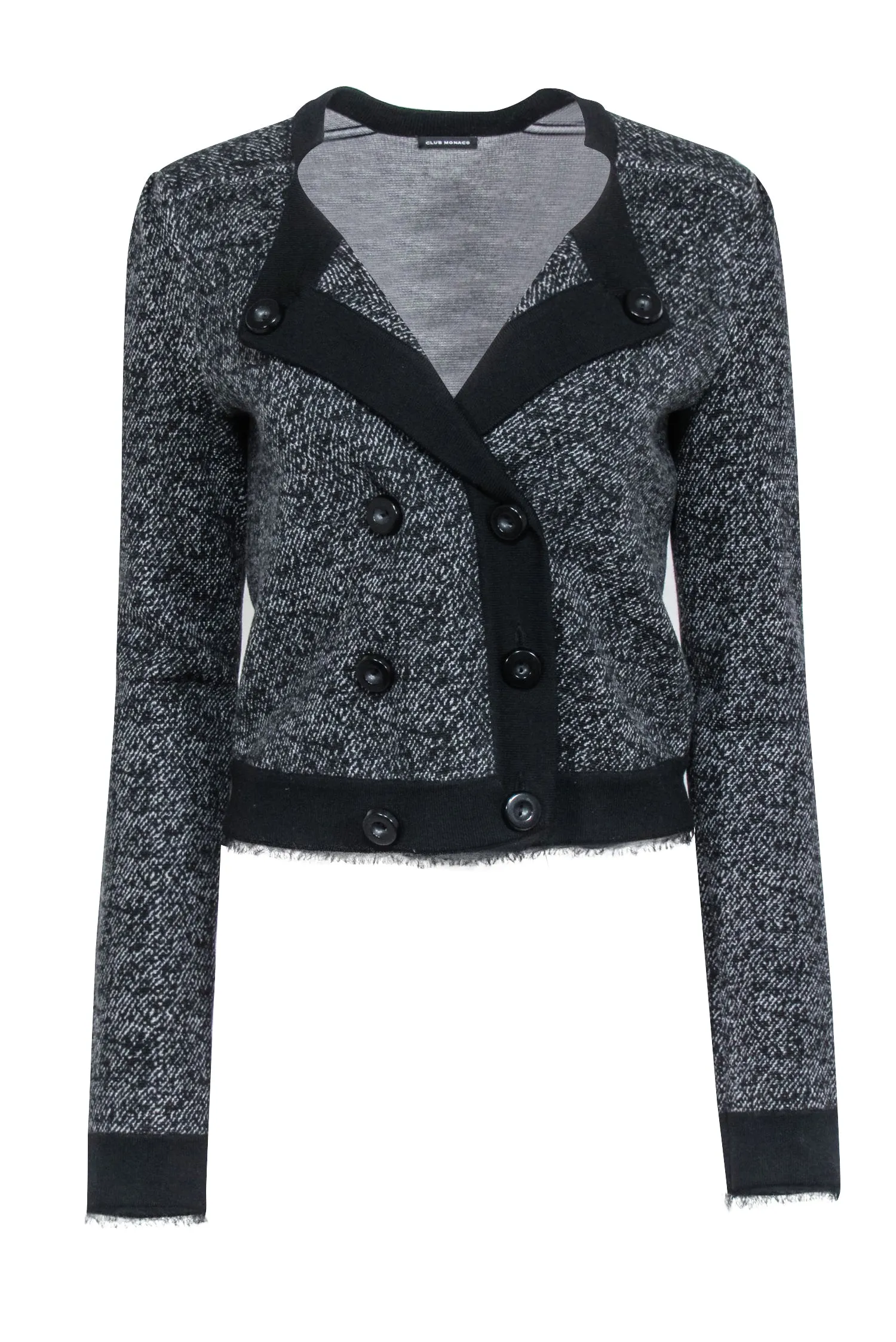 Club Monaco - Black & Grey Blend Double Breasted Button Cardigan Sz M