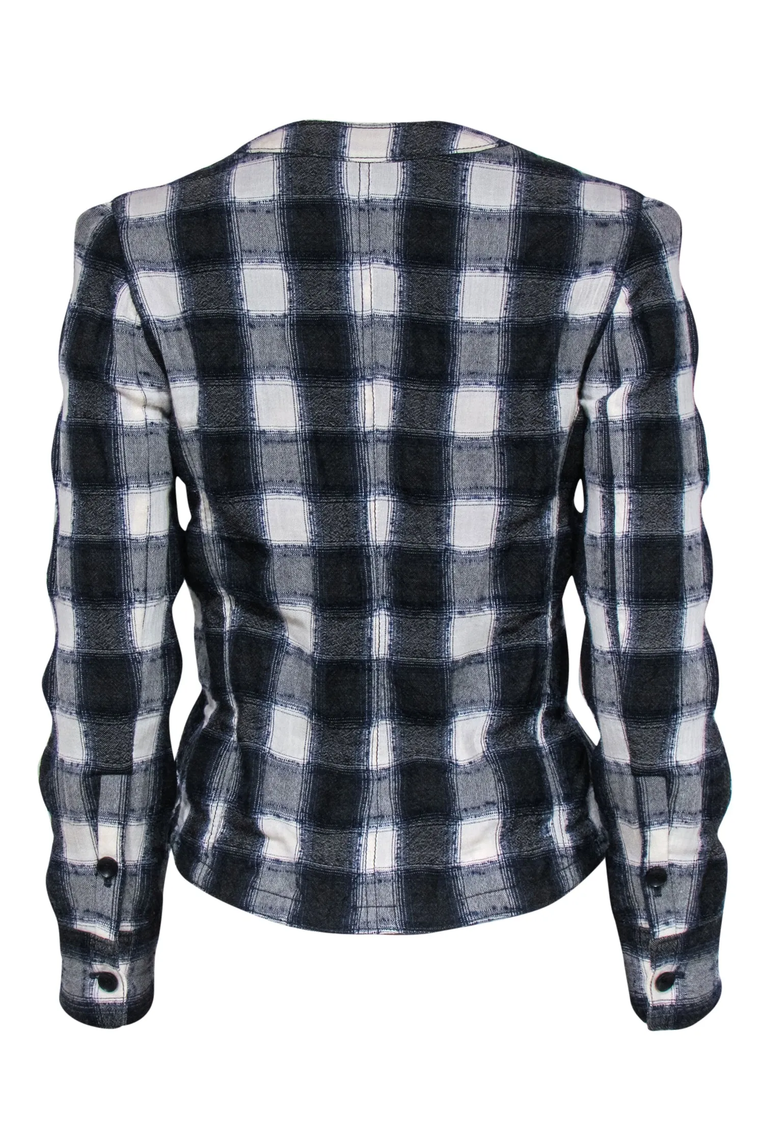 Club Monaco - Blue, Grey & White Plaid Jacket w/ Waist Tie Sz S