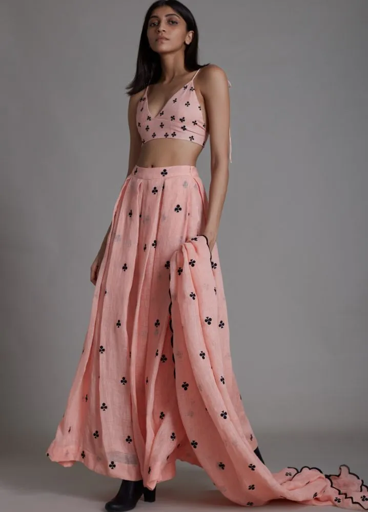 Clubs Counter Lehenga Set- Pink