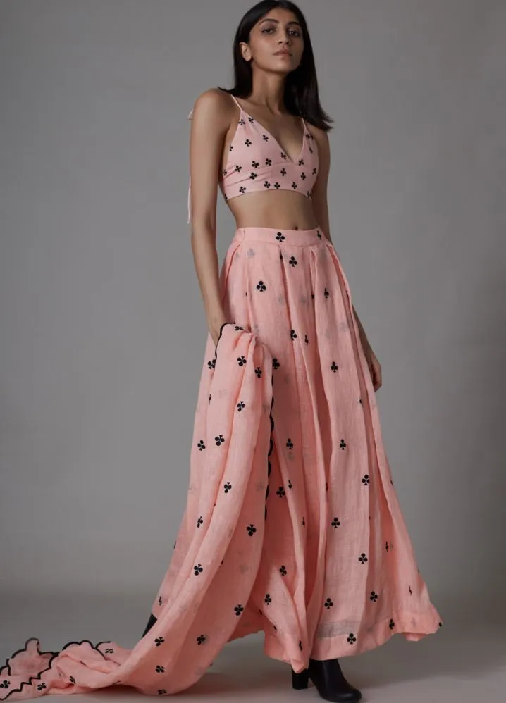 Clubs Counter Lehenga Set- Pink