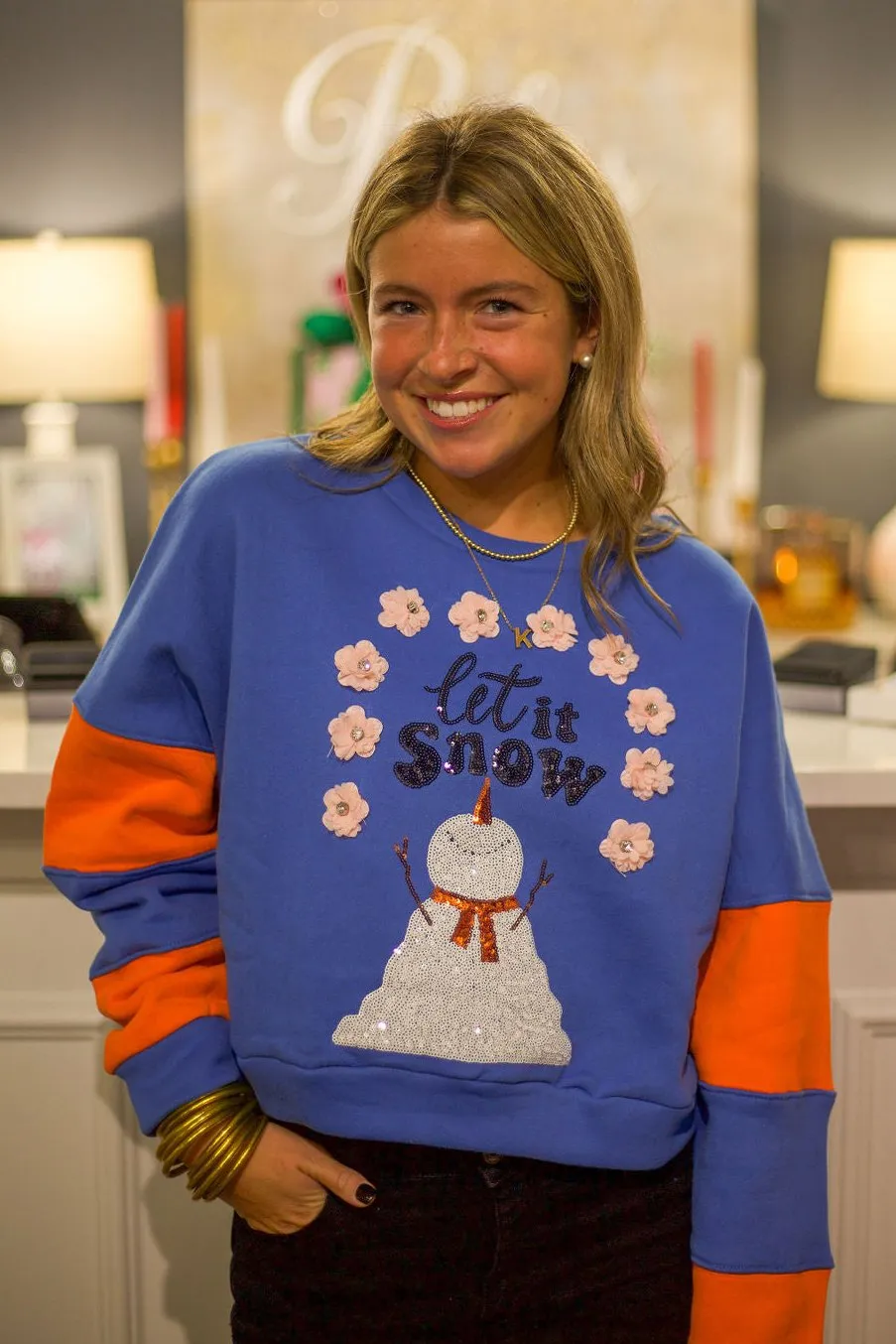 Color Block Snowman Patch Sweatshirt