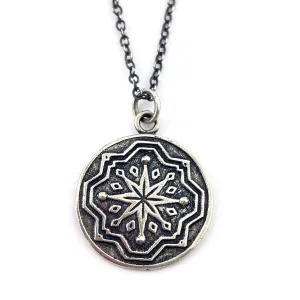 COMPASS ROSE Charm Necklace - Silver