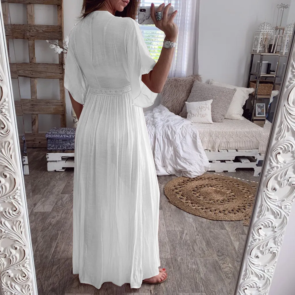 Cotton Linen Vintage Floral Dress