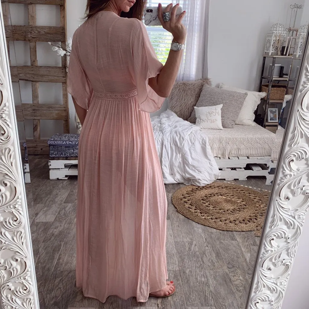 Cotton Linen Vintage Floral Dress