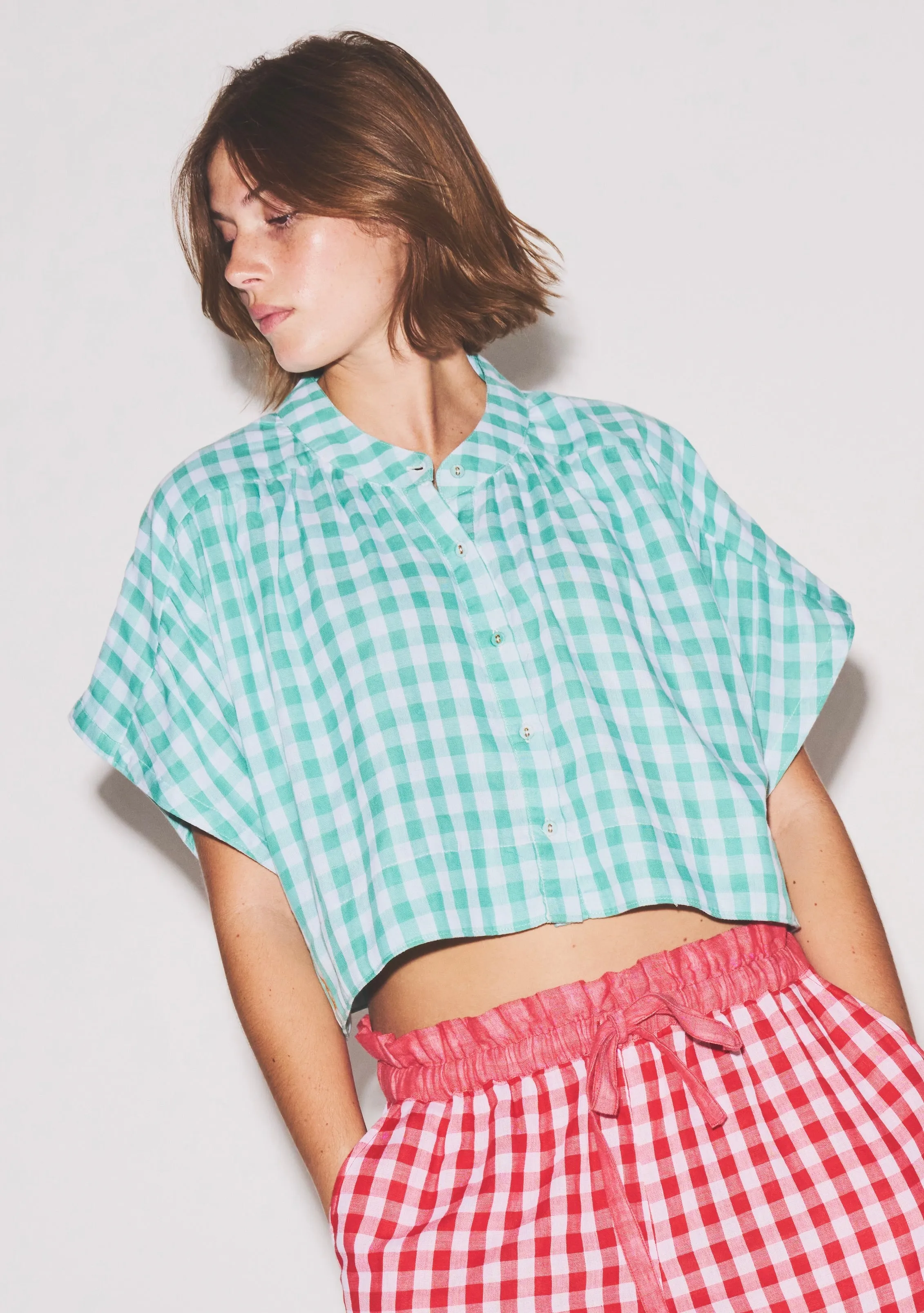 Cropped Cocoon Top | Gingham