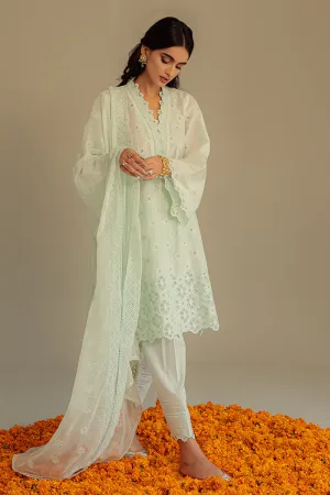 Cross Stitch Festive Chikankari Lawn Collection – DUSTY AQUA