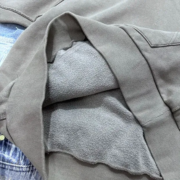 Cross Tie Design Shoulder Slung Hoodie