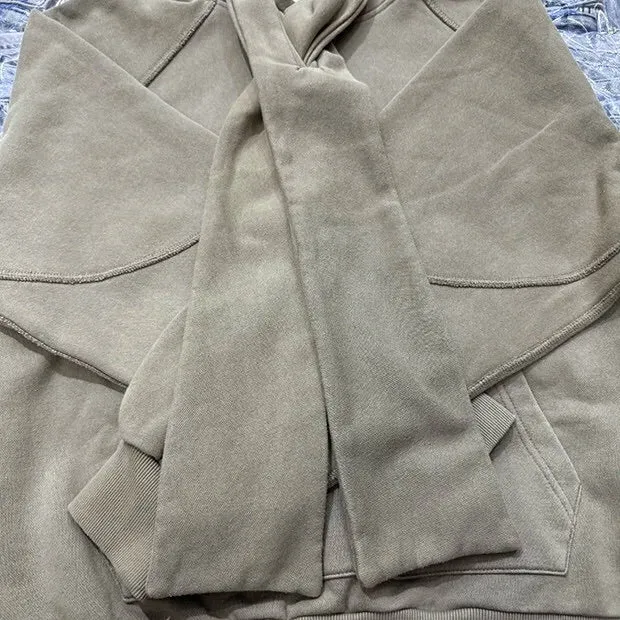 Cross Tie Design Shoulder Slung Hoodie