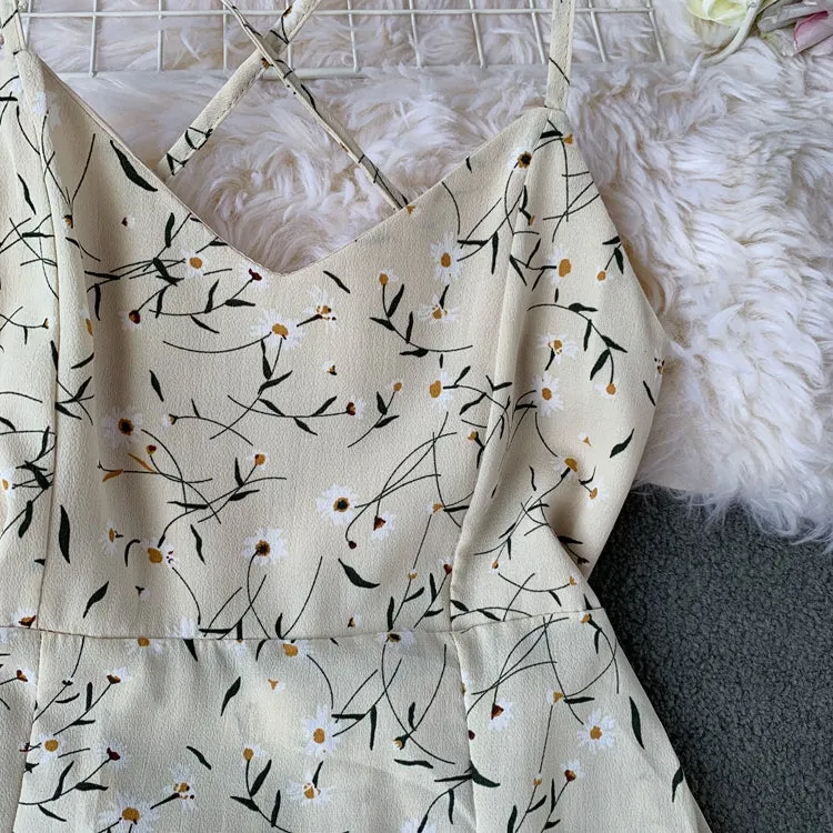 Crossover Strappy Floral Slip Dress