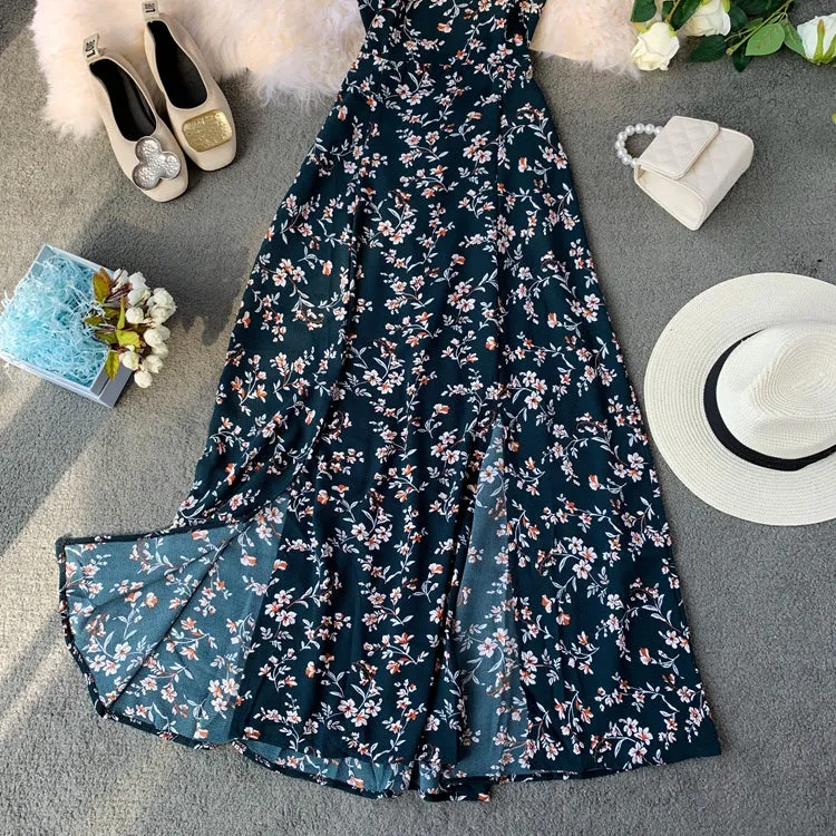 Crossover Strappy Floral Slip Dress