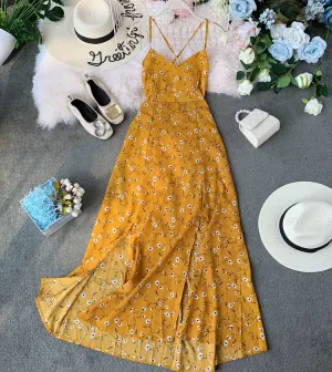 Crossover Strappy Floral Slip Dress