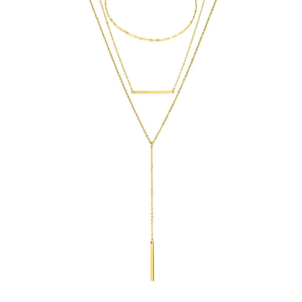 DAINTY BAR LAYERED NECKLACE SET