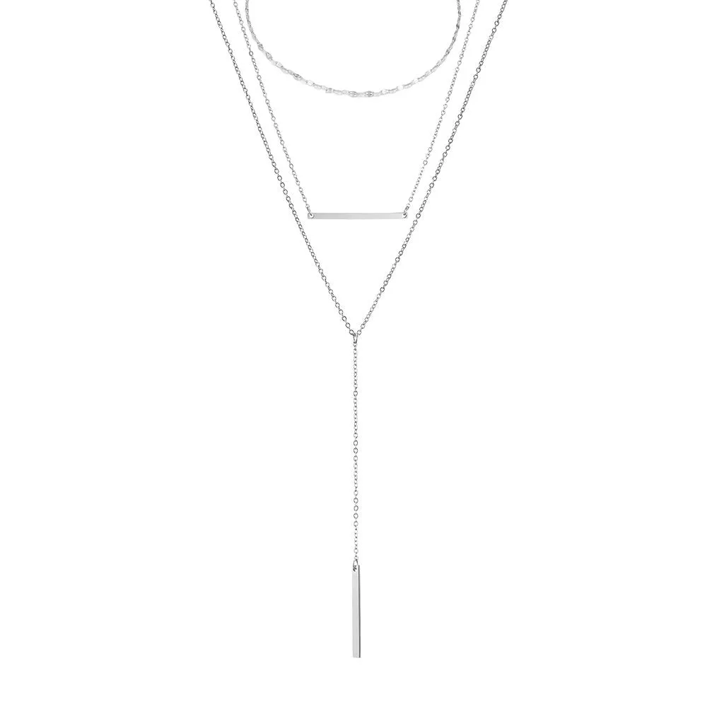 DAINTY BAR LAYERED NECKLACE SET
