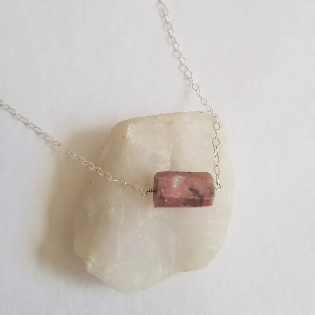 Dainty Rhodonite Necklace, Layering Necklace