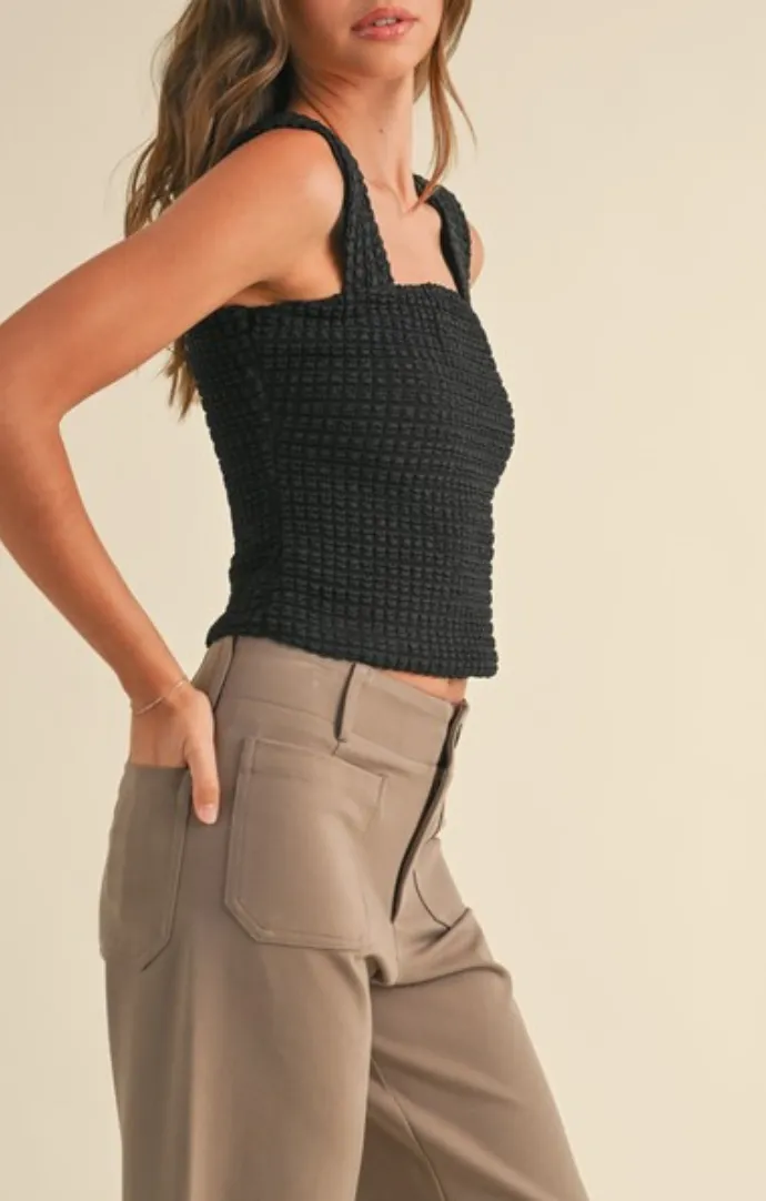 Dalia Black Textured Tank