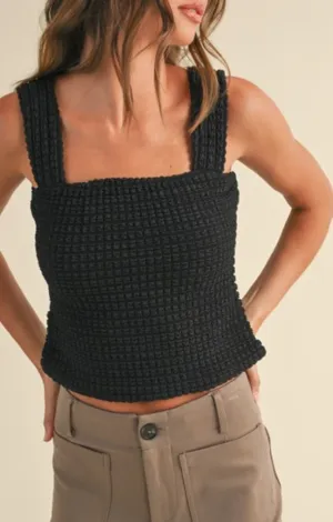 Dalia Black Textured Tank