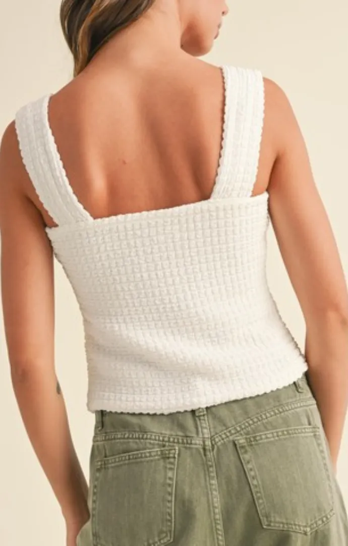 Dalia White Textured Tank