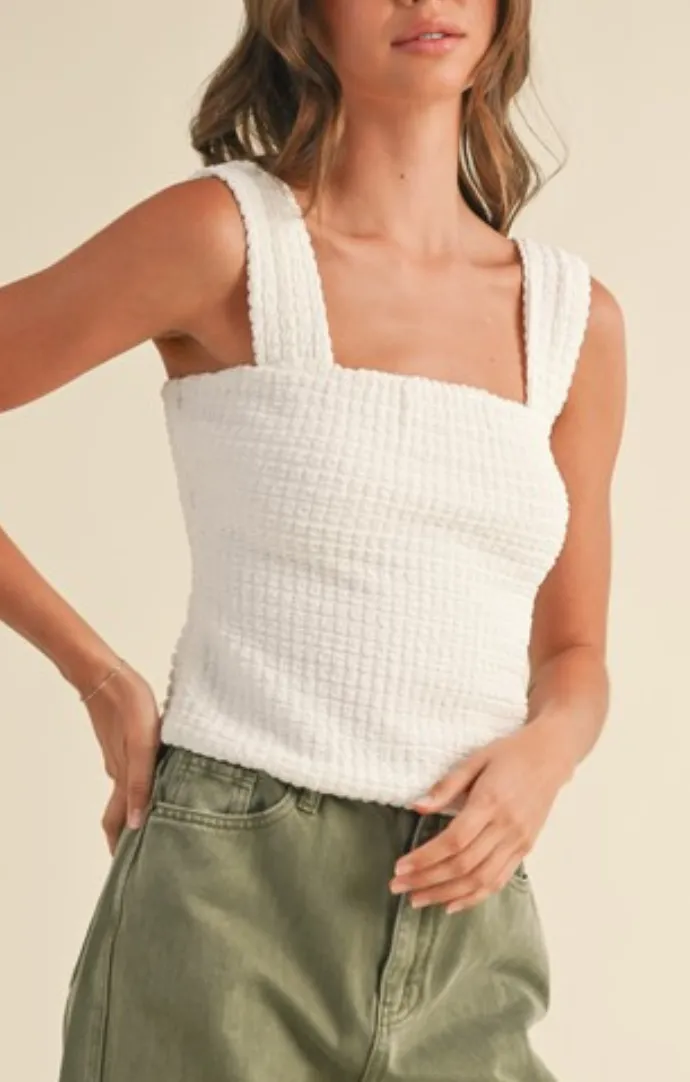 Dalia White Textured Tank