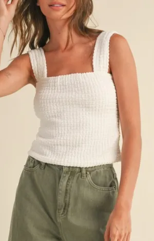 Dalia White Textured Tank
