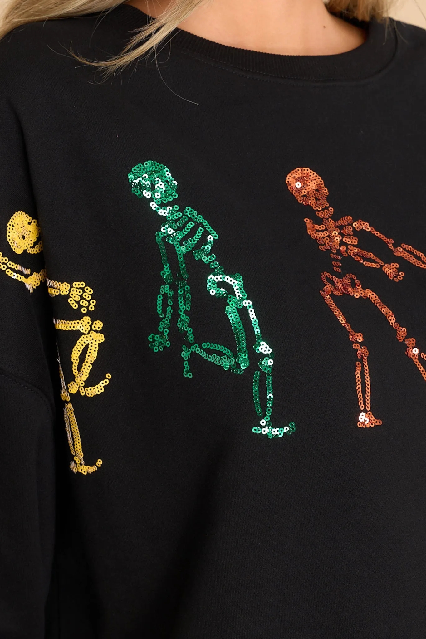 Dance Into The Night Black Skelton Sweater