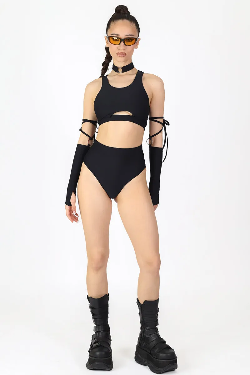 Deep Black Cut Out Bra Top