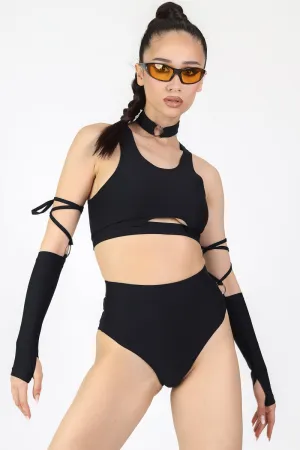 Deep Black Cut Out Bra Top
