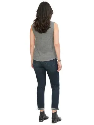Democracy Womens Sleeveless Mock Neck Gray Rib Knit Top