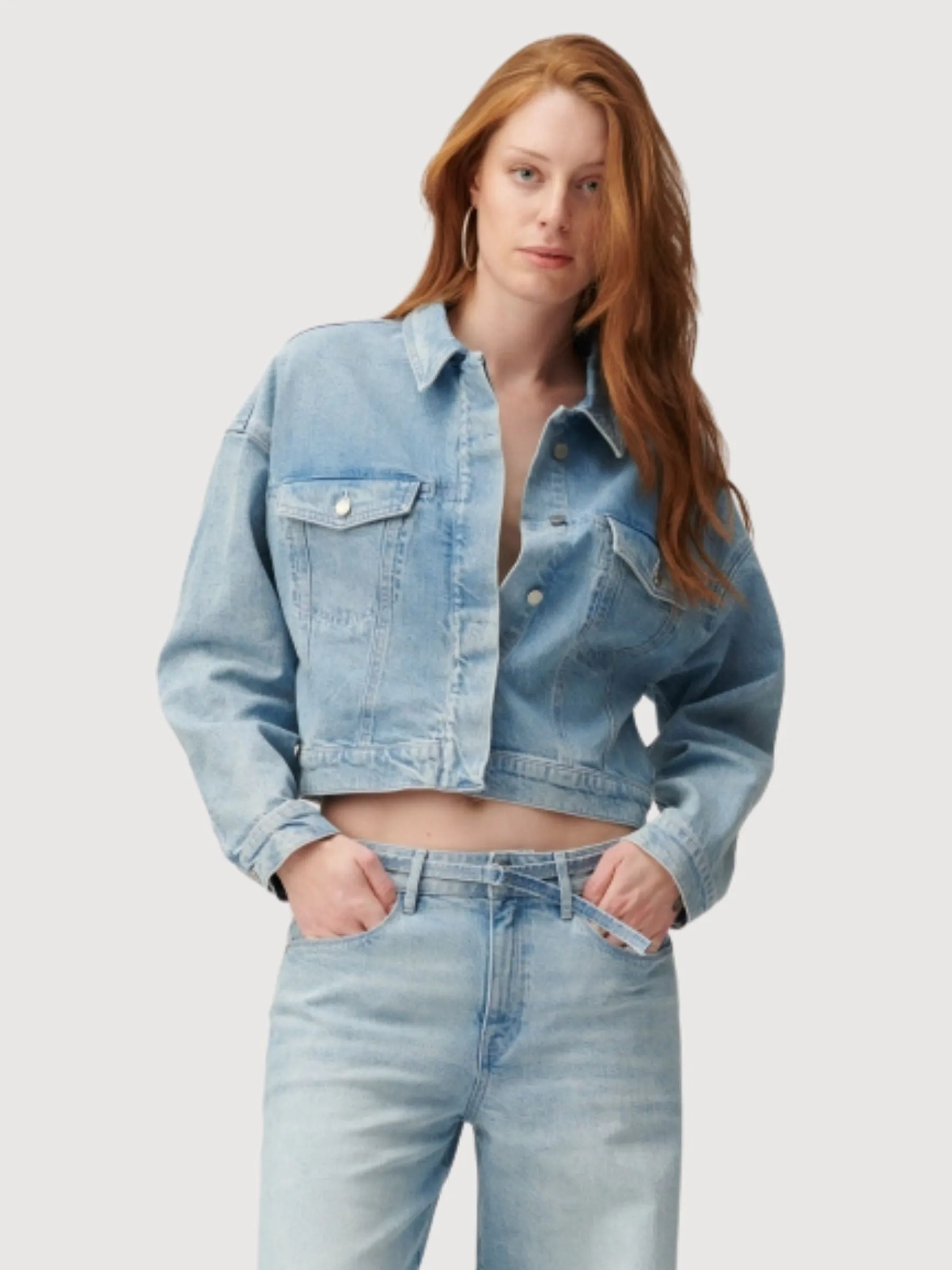 Denim Jacket Amara Light Blue Woman Organic Cotton Woman | Dawn