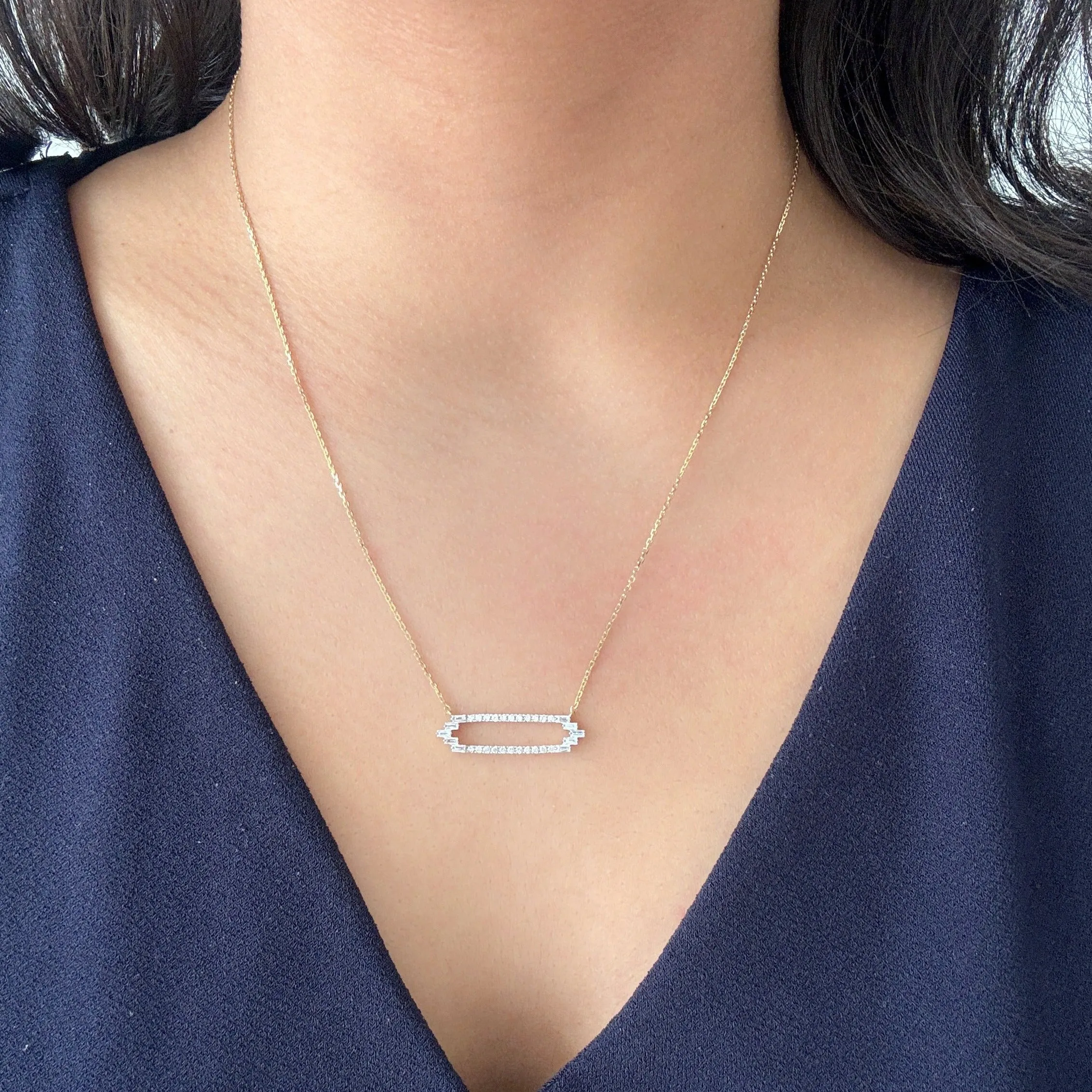 Diamond Baguette and Round Fashion Pendant